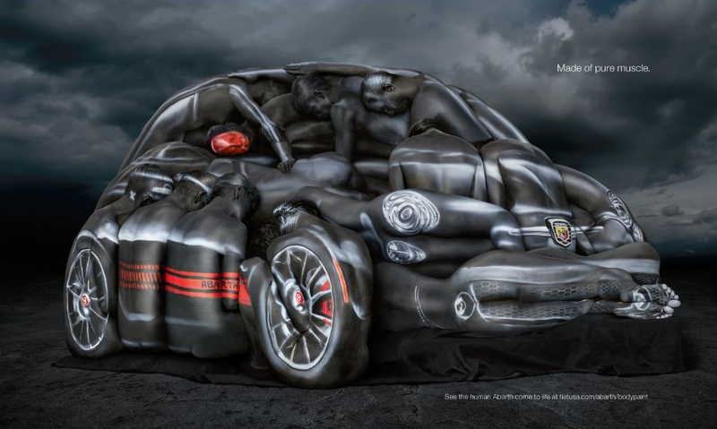 Illustration for article titled ¿Coche o escultura humana? Así se hizo un ingenioso anuncio de Fiat